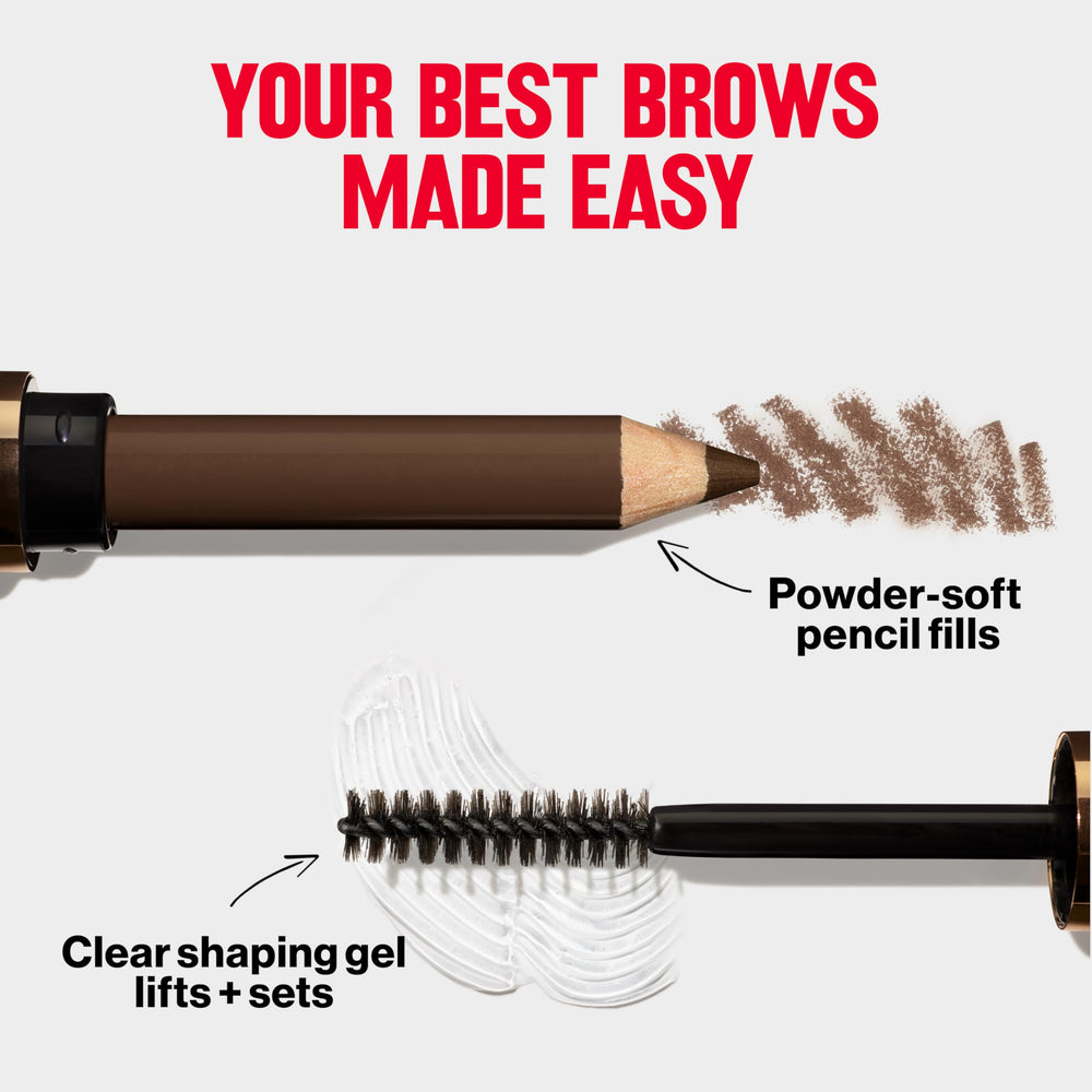 Revlon ColorStay Brow Fantasy on bathroom vanity ready for daily routine