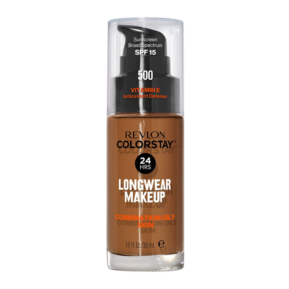 Revlon ColorStay front bottle in Walnut 500 showing packaging and shade