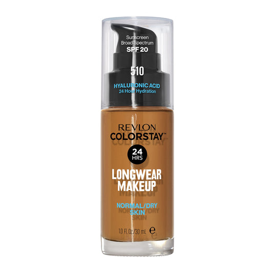 Revlon bottle front packaging showing 510 Pecan and benefits