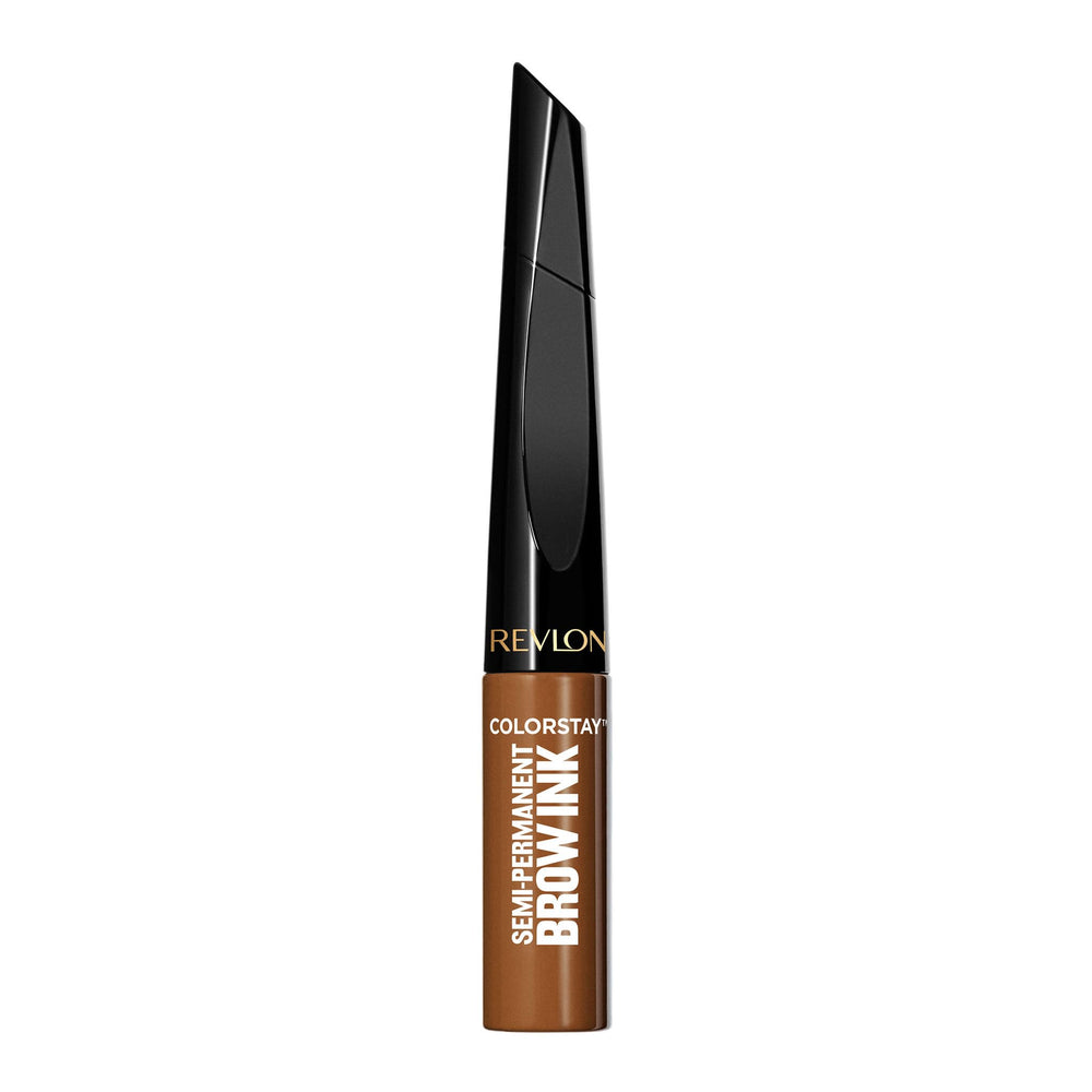 Revlon front packaging showing product and shade Warm Brown benefit long-lasting color