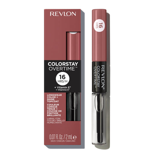 Revlon ColorStay front packaging showing shade 340 Eternally Tan and dual-ended benefit