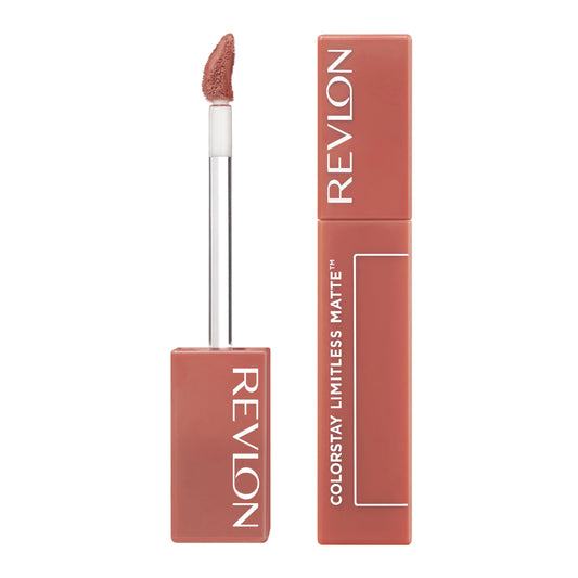 Revlon lipstick front packaging showing shade and compact design benefits