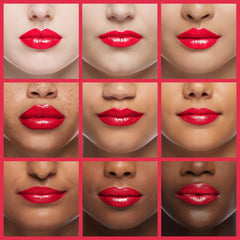 Revlon applied on lips close-up demonstrating satin, longwear benefit