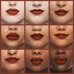 Revlon swatch on skin illustrating rich 645 Chocolate color payoff
