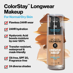 Revlon ColorStay creamy liquid texture close-up showing blendable, hydrating finish