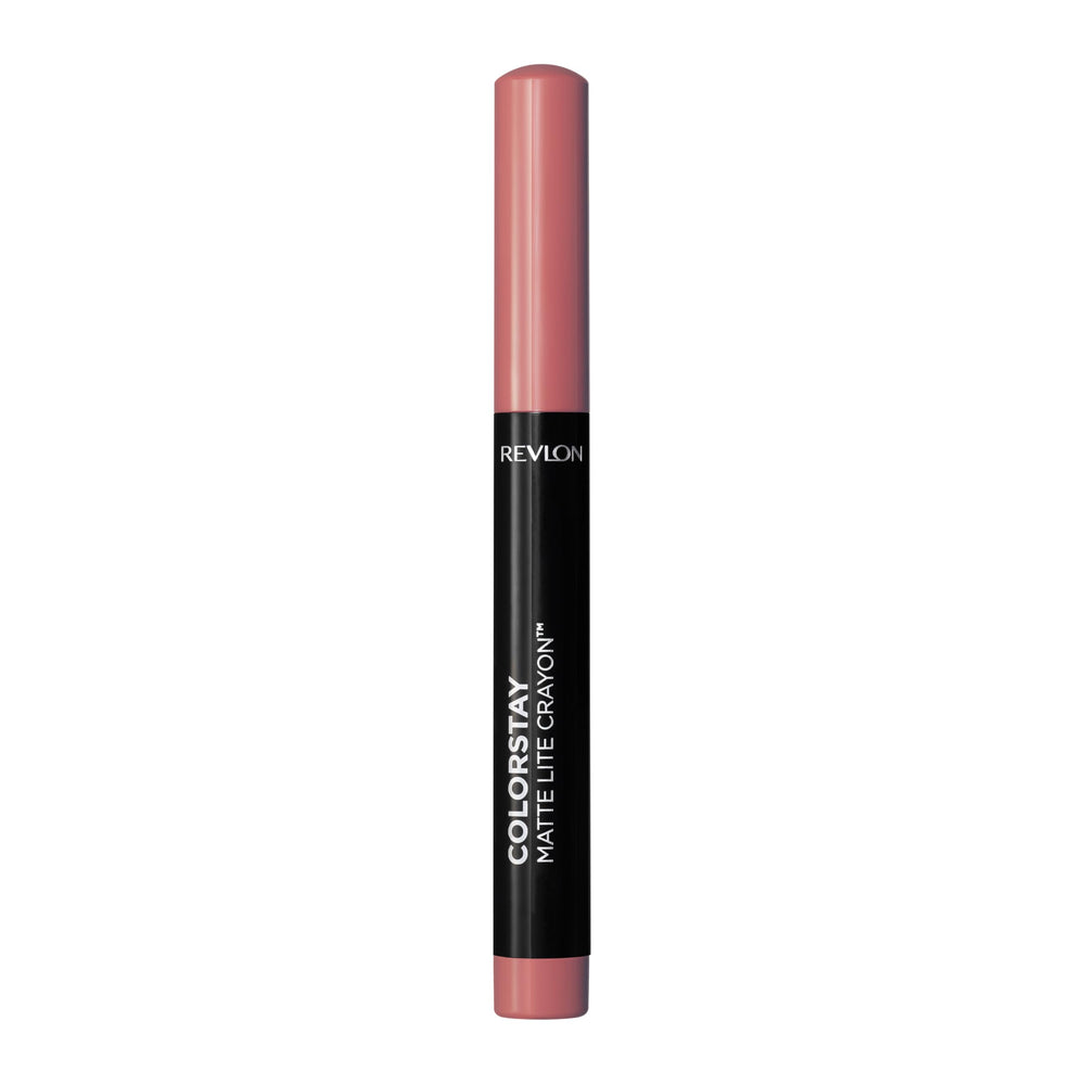 Revlon ColorStay Matte Lite front packaging showing shade Take Flight, bold convenient color