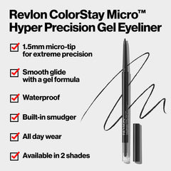 REVLON micro gel tip close-up showing precise point benefit: ultra-fine lines