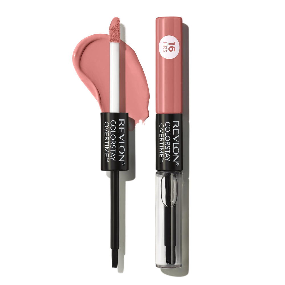 Revlon ColorStay Overtime ingredient callout showing Vitamin E and extracts