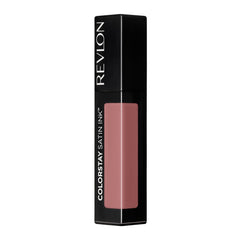 Revlon ColorStay Satin Ink front packaging showing shade 007 Partner in Crime and benefit of long wear