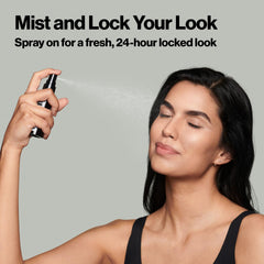 Revlon lifestyle image using mist outdoors protecting makeup