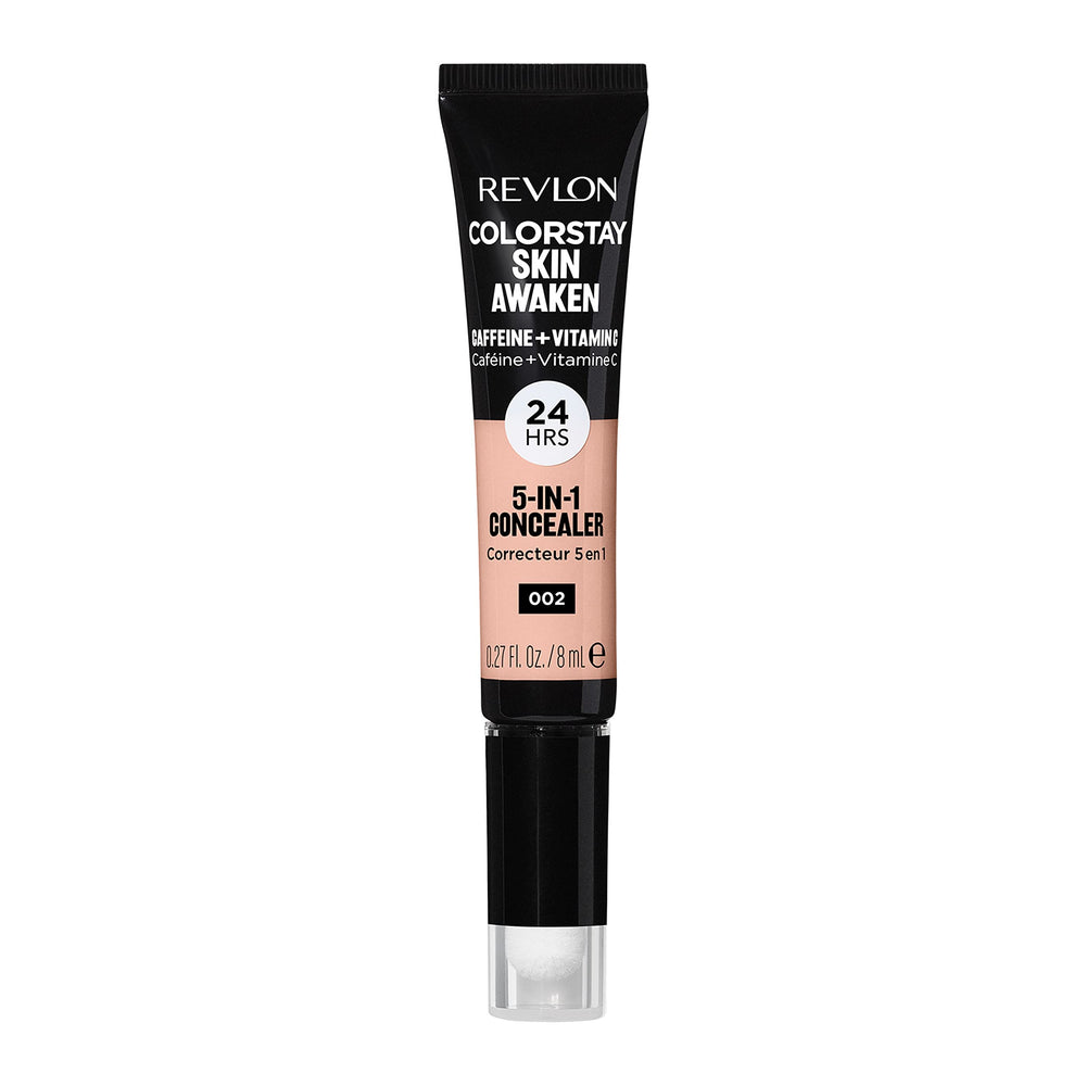 Revlon concealer front packaging showing shade 002 and product benefit