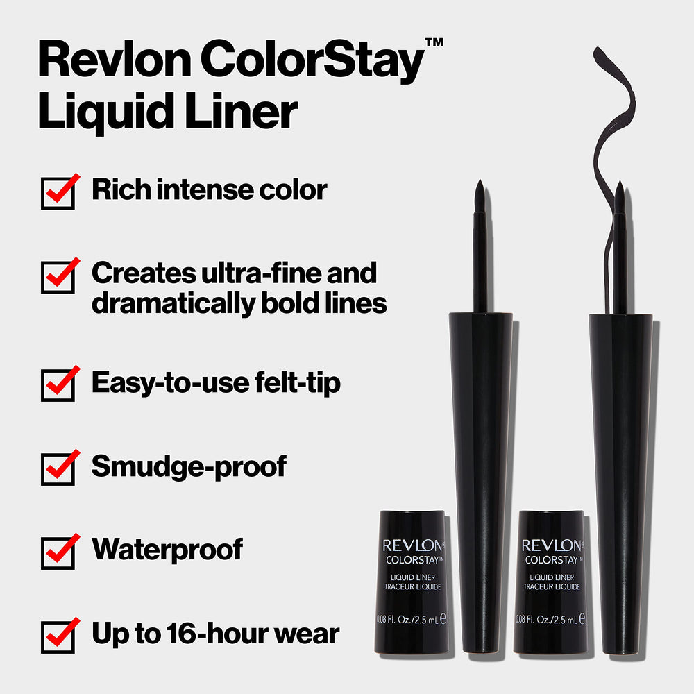 Revlon ColorStay black pigment stroke on skin showing smooth, bold coverage