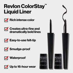 Revlon ColorStay black pigment stroke on skin showing smooth, bold coverage