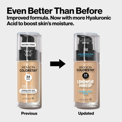 Revlon ColorStay next to common items showing 1 fl oz travel-friendly scale