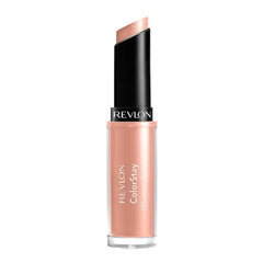 REVLON lipstick front packaging showing shade and branding with clear product ID benefit