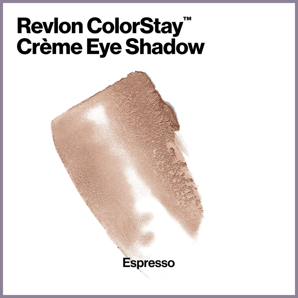 Revlon crème eyeshadow 715 Espresso swatch showing rich brown pigment and payoff