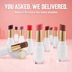 REVLON size comparison next to a coin illustrating compact 0.11 oz travel-friendly tube