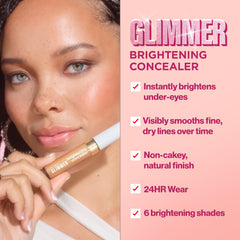 Revlon Glimmer texture swatch on skin highlighting lightweight blendability