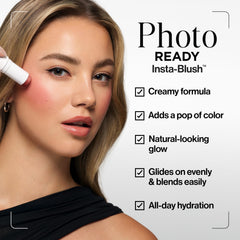 Revlon blush stick applied with fingertip demonstrating quick, mess-free blending benefit