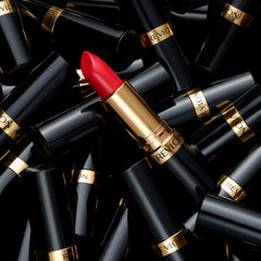 Revlon lipstick applied on lips showing vibrant color and even coverage