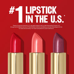 Revlon lipstick open cap detail displaying smooth bullet and branded tube