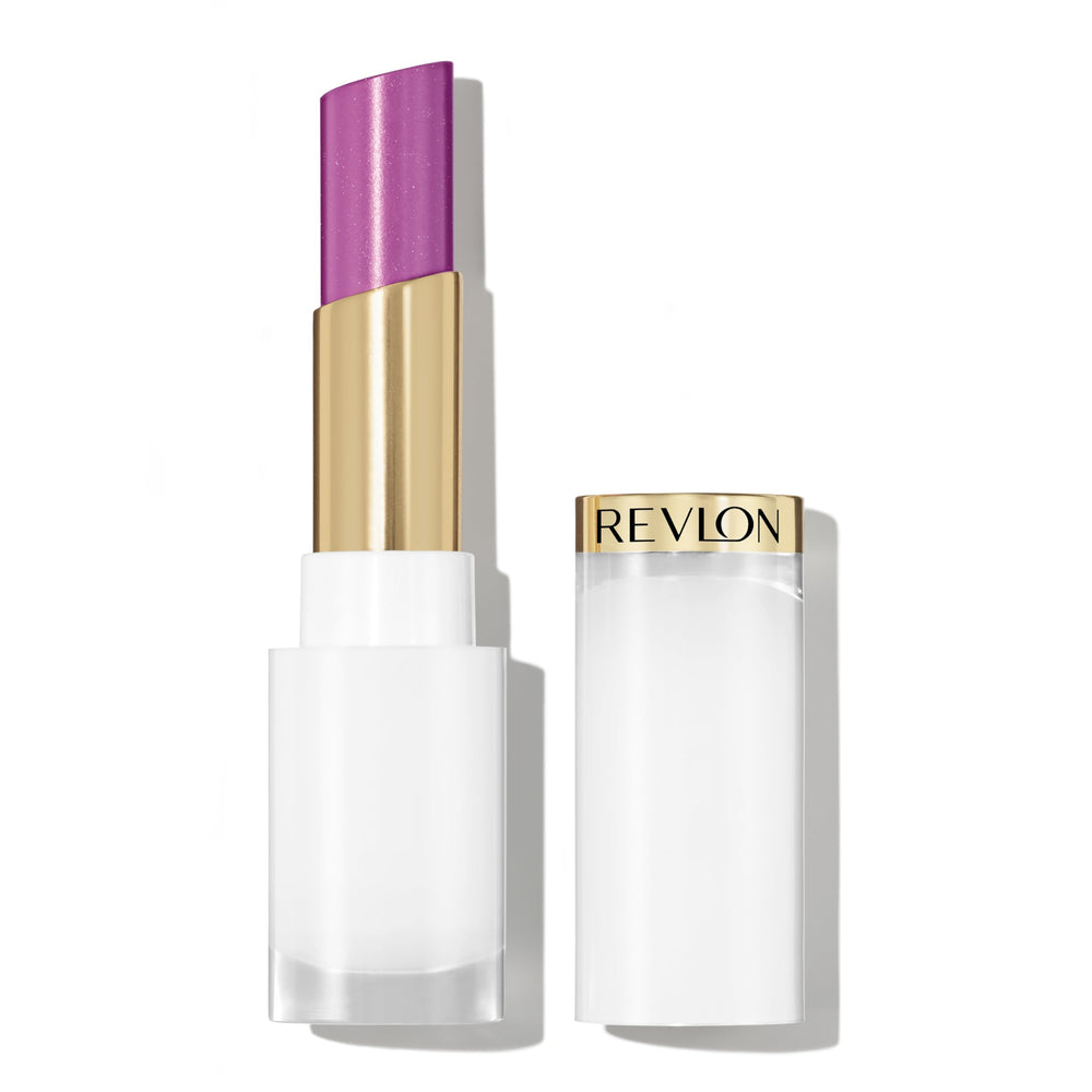 REVLON Super Lustrous Glass Shine Balm front view showing glossy lilac shade and cap