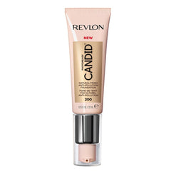 Revlon PhotoReady Candid front pump bottle in 200 Nude showing product packaging and travel-ready size