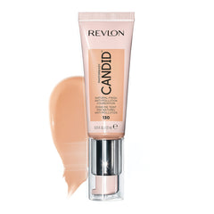 Revlon PhotoReady Candid foundation front bottle showing pump and shade 130 Ivory, hydrating finish