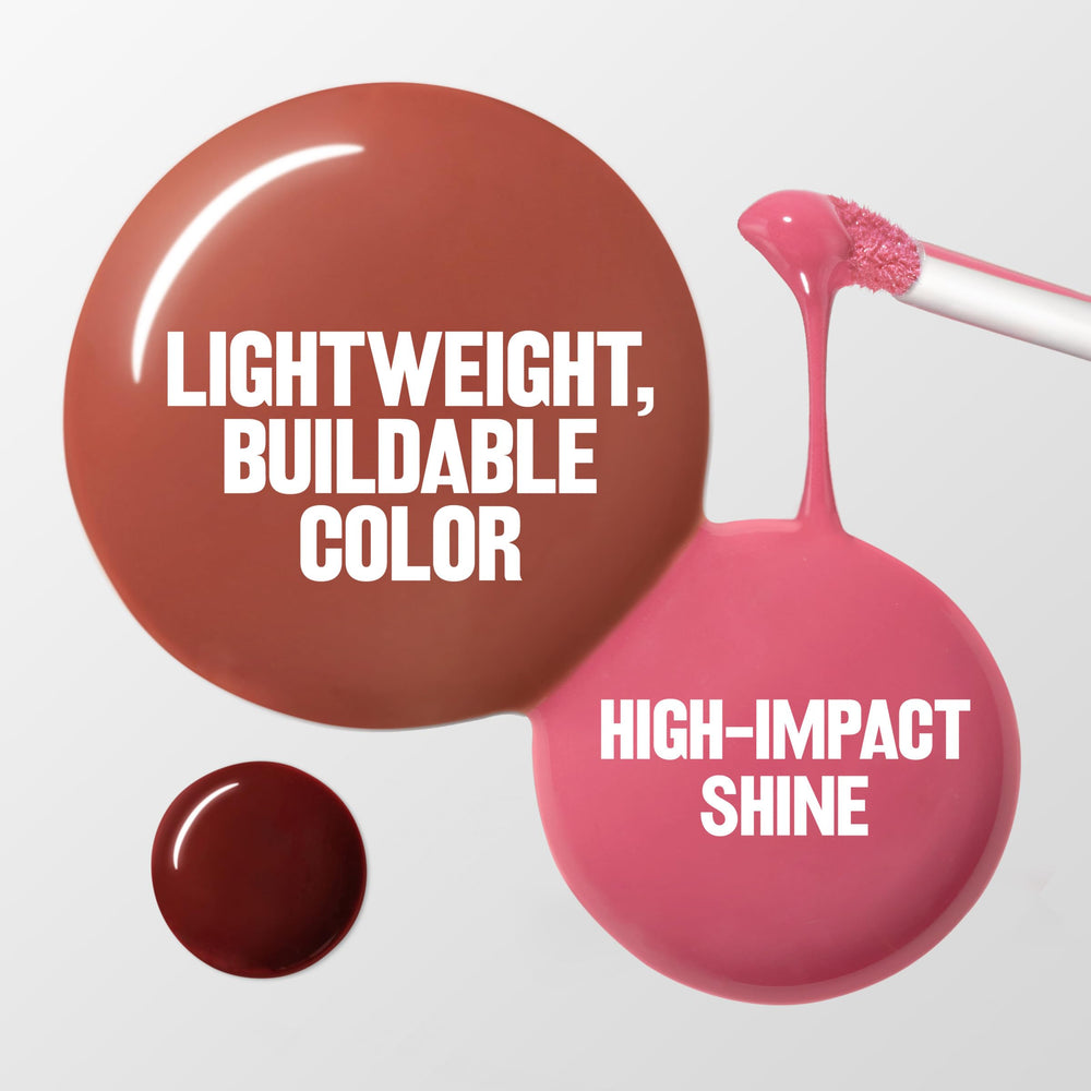 Revlon in-use model applying gloss for instant plumped, camera-ready lips