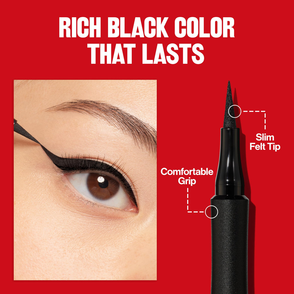 REVLON ink stroke on skin demonstrating rich jet-black pigment