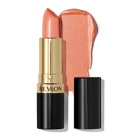 Revlon Super Lustrous front view with cap off showing bullet, easy application benefit
