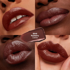 Revlon open lipstick bullet of 804 Rumberry close-up highlighting smooth application