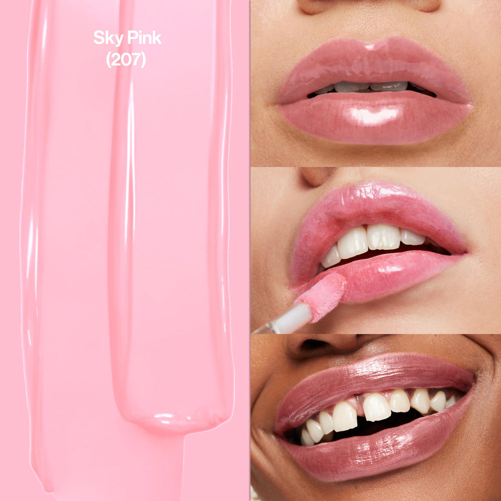 revlon oversized wand applicator delivering even gloss coverage