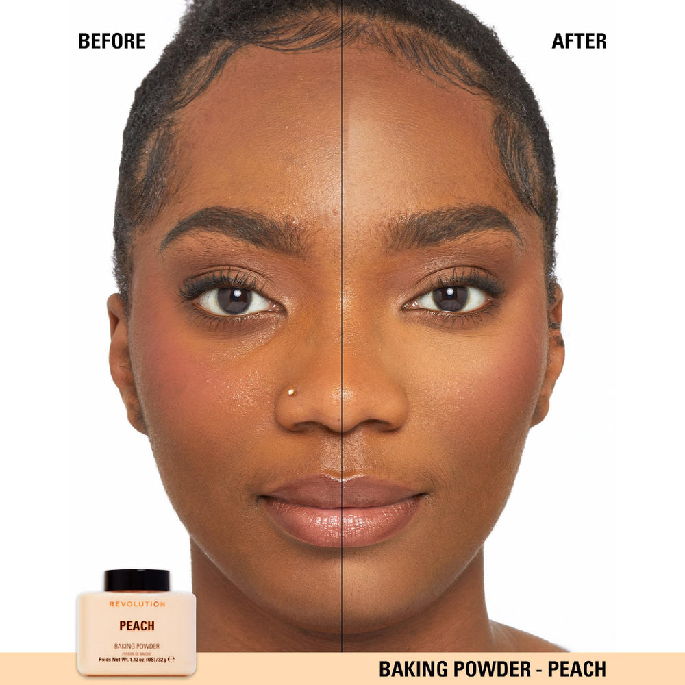 Revolution Beauty London powder applied with brush smoothing skin and reducing shine