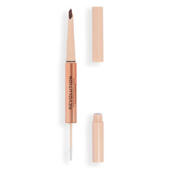 Revolution Fluffy Brow Filter front packaging showing product in Medium Brown, clear benefit of compact grooming