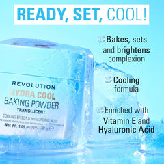 Revolution Beauty London powder being applied with sponge demonstrating baking technique and longwear benefit