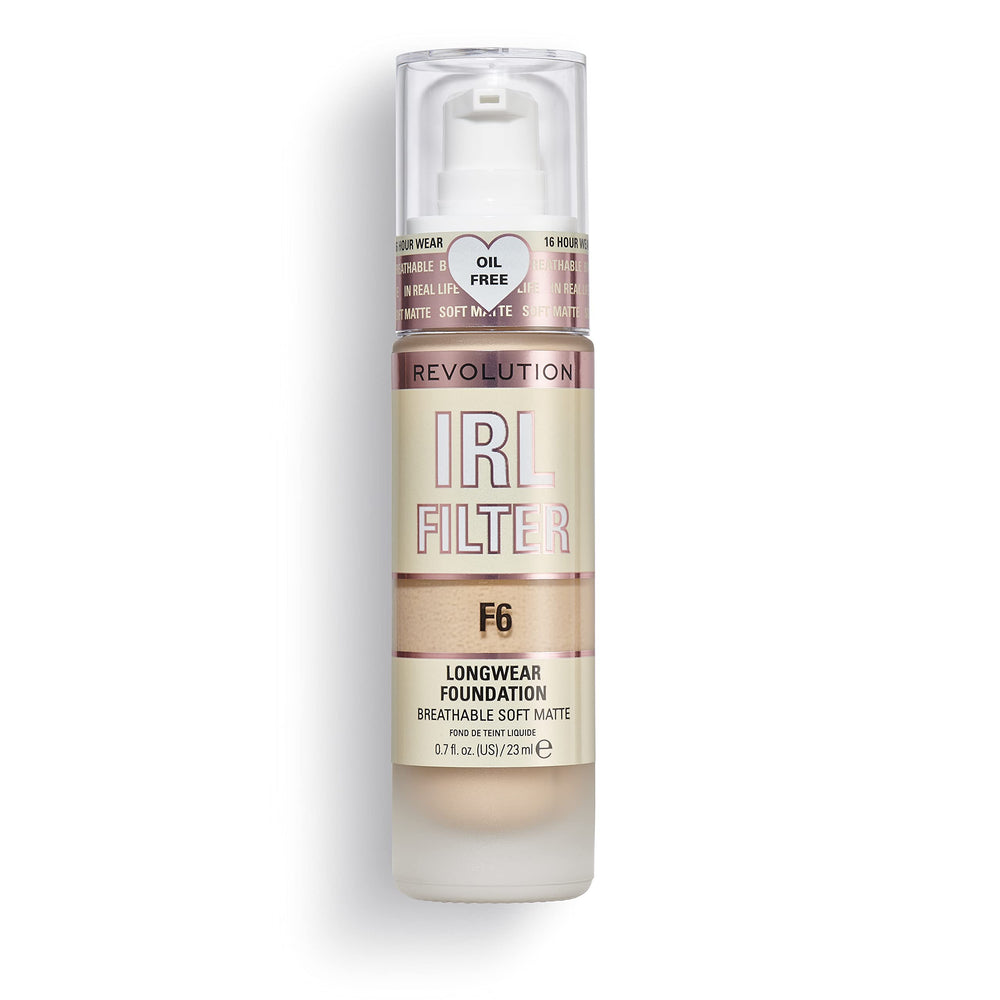 Revolution IRL Filter F6 front bottle showing label and pump, easy precision