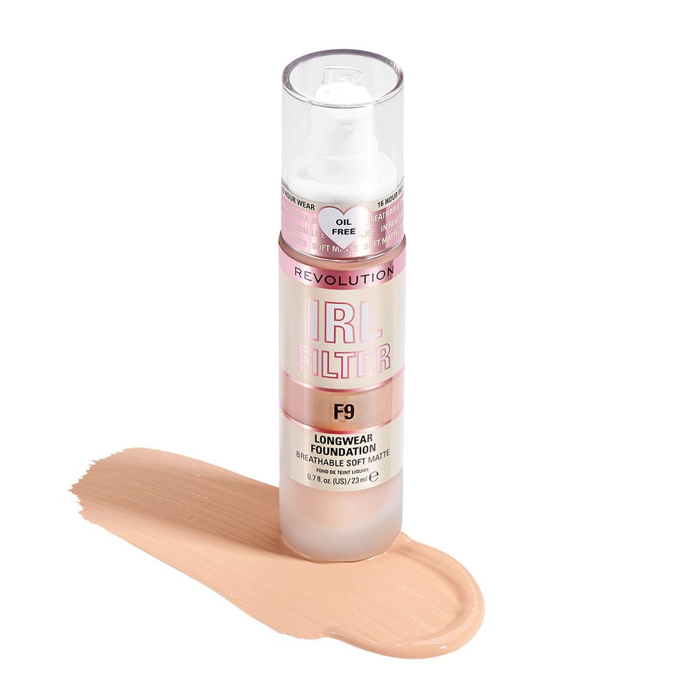 Revolution Beauty London front bottle view showing sleek packaging and precise pump benefit