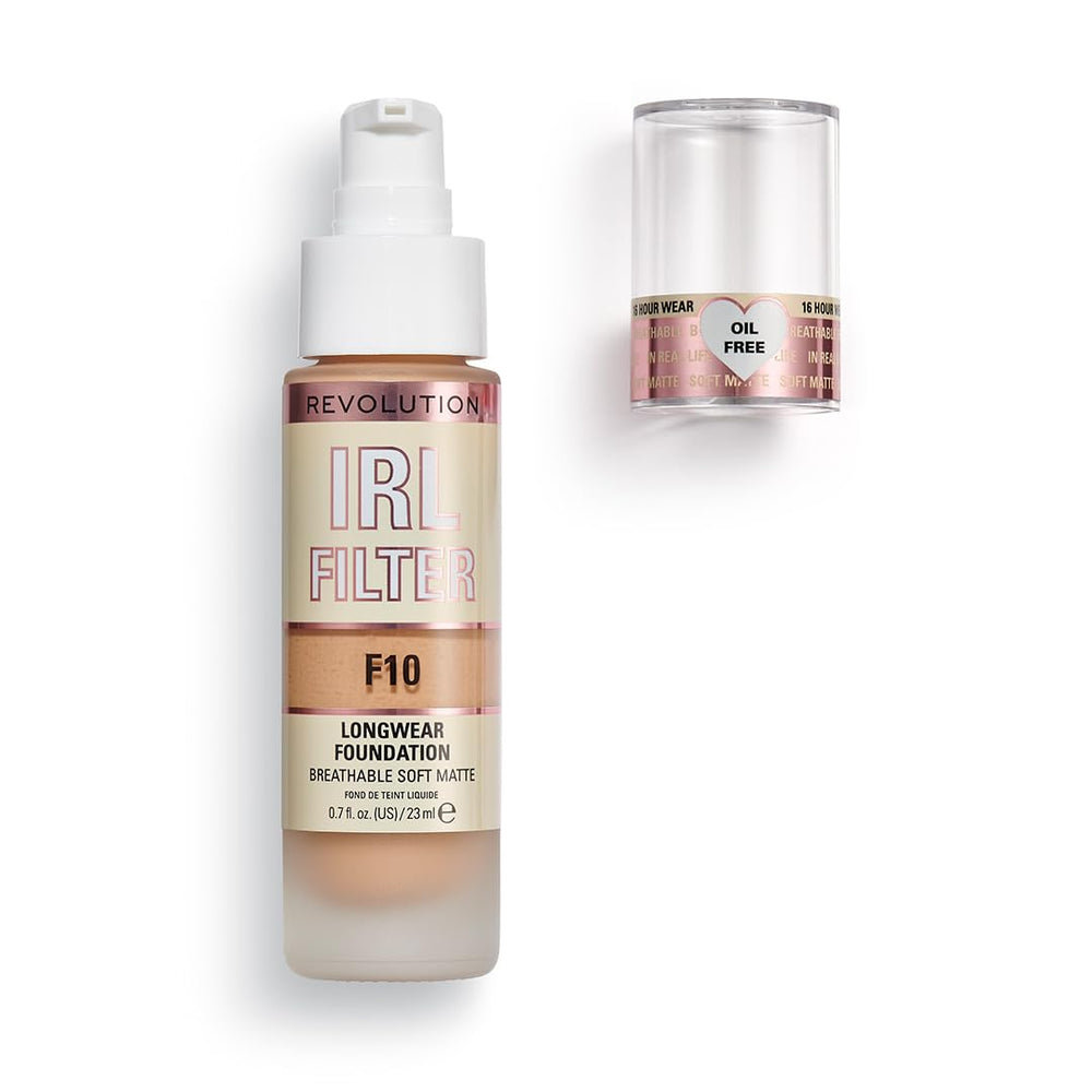 Revolution IRL Filter inside a makeup bag lifestyle shot showing travel-ready convenience