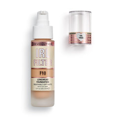 Revolution IRL Filter inside a makeup bag lifestyle shot showing travel-ready convenience