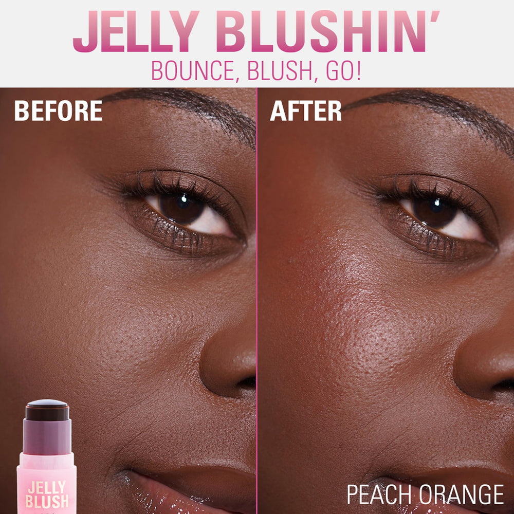 Finger tapping Revolution Jelly Blush to show application method and controlled color payoff