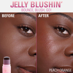 Finger tapping Revolution Jelly Blush to show application method and controlled color payoff