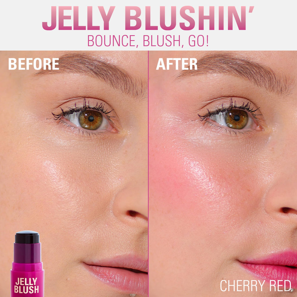 Revolution Beauty London applying jelly blush to cheek demonstrating natural, buildable glow