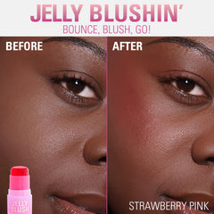 Revolution Jelly Blush Stick applied to cheek demonstrating natural flushed finish