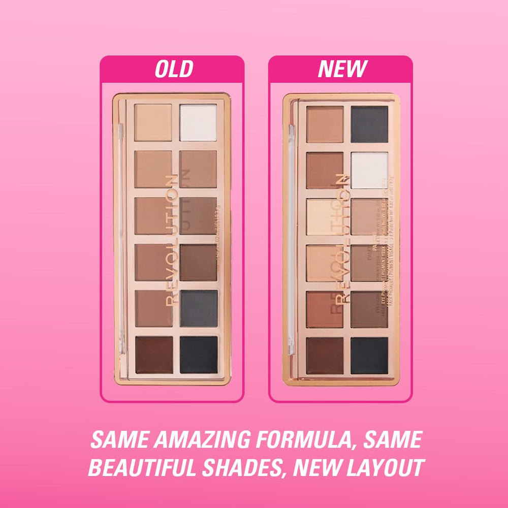 Revolution open palette showing 12 shades with variety benefit for versatile looks