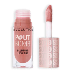 Revolution Pout Bomb front packaging showing glossy tube and shade window for easy selection