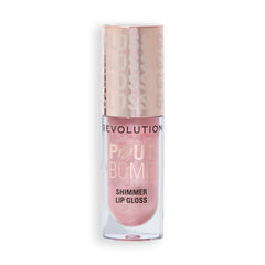 Revolution Pout Bomb lifestyle model wearing Shine Pink for luminous, conditioned lips benefit