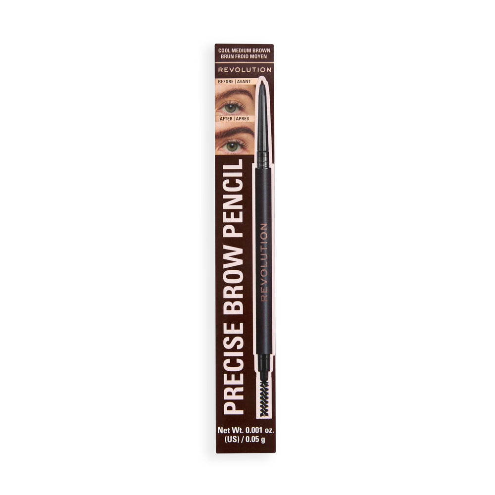 Revolution Beauty London application on model brow illustrating defined shape and seamless blend benefit