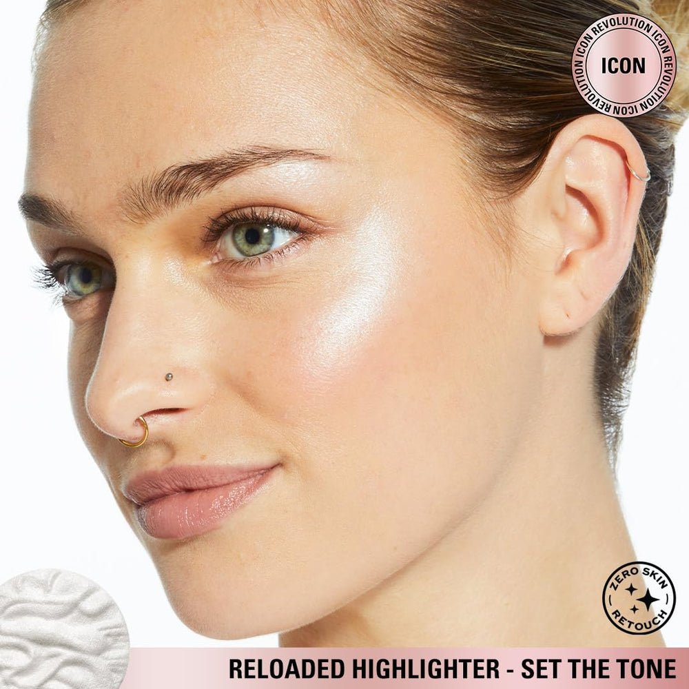 Revolution Beauty London applied on cheekbone for a lifted dewy highlight