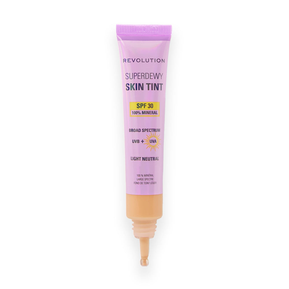 Revolution Beauty London tube front view showing SPF30 and tinted finish